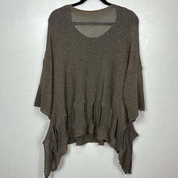 Cotton Blend Cutout Detail Taupe Relaxed Fit Pullover Sweater Size XL/XXL - Picture 5 of 8